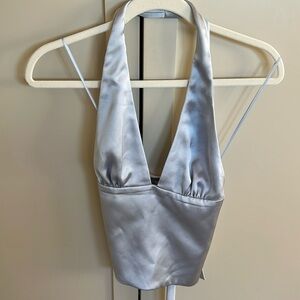 Zara blue silk halter top